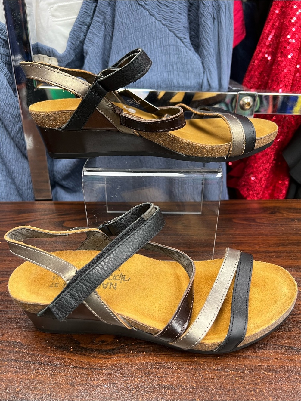Naot Hero Wedge Sandals - Size 37 (6)